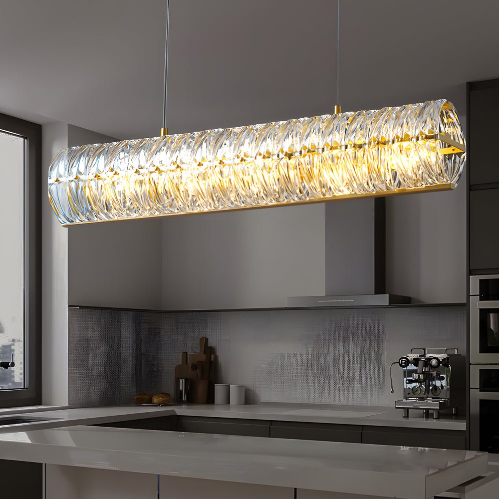 Round Glass Luxury 3 Step Dimming Simple Long Post Modern Chandelier