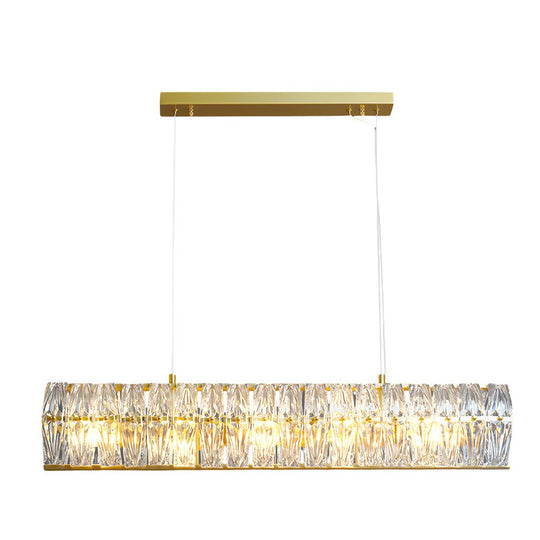 Round Glass Luxury 3 Step Dimming Simple Long Post Modern Chandelier