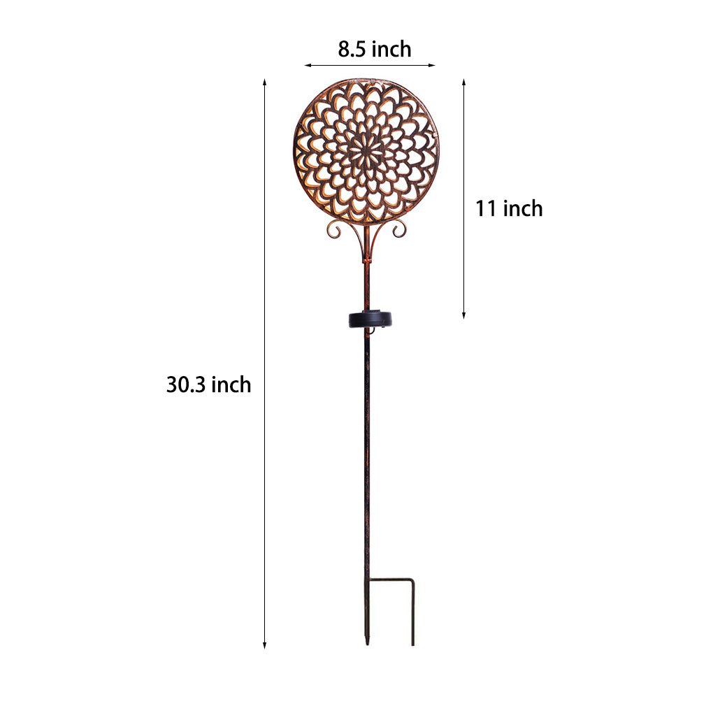 Round Iron Hollow Solar Lawn Lights with Flower Projection