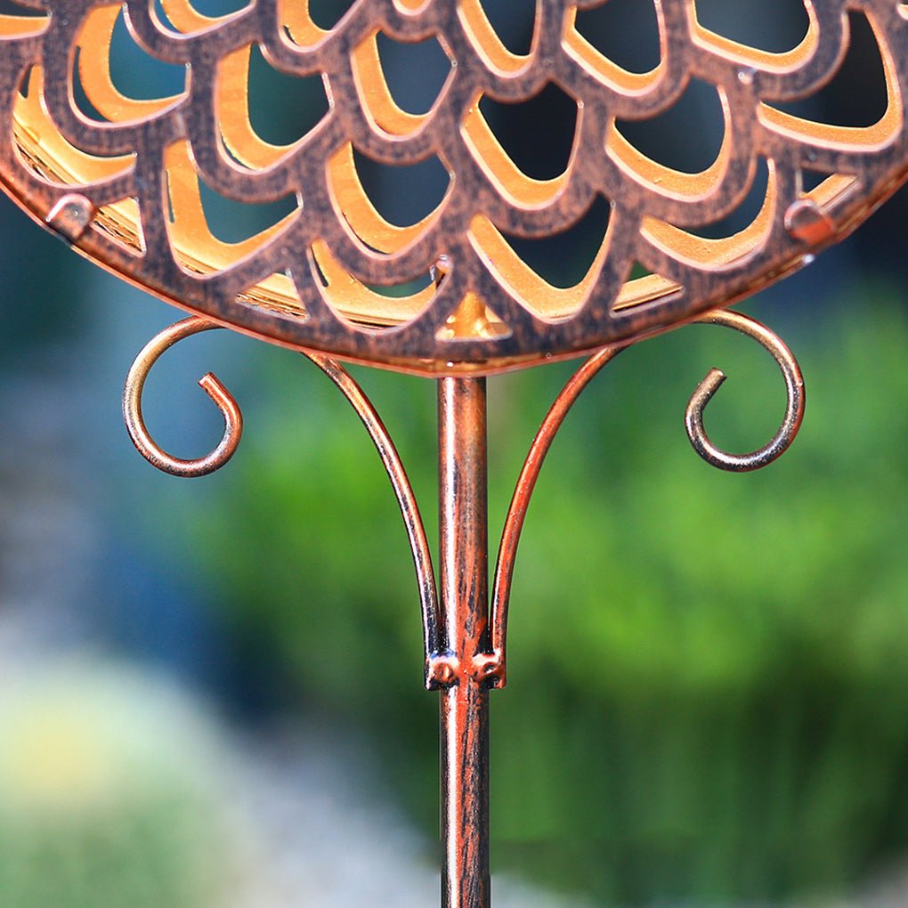 Round Iron Hollow Solar Lawn Lights with Flower Projection