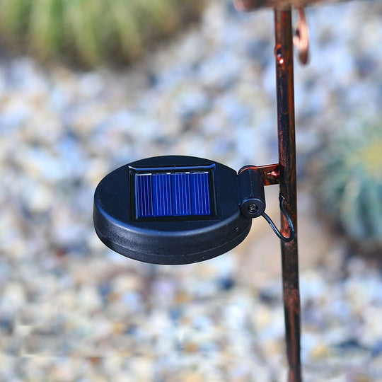 Round Iron Hollow Solar Lawn Lights with Flower Projection