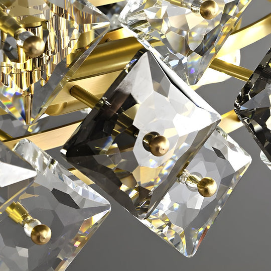 Round Luxury Long Crystal Copper Post Modern Chandelier Dining Room Lights