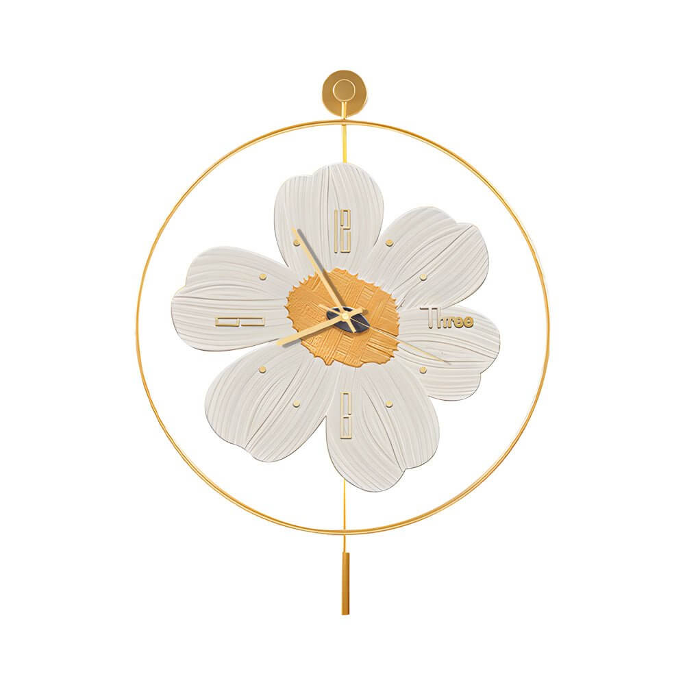 Round Metal Battery Operated LED Flower Wall Clock