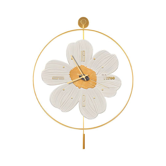 Round Metal Battery Operated LED Flower Wall Clock
