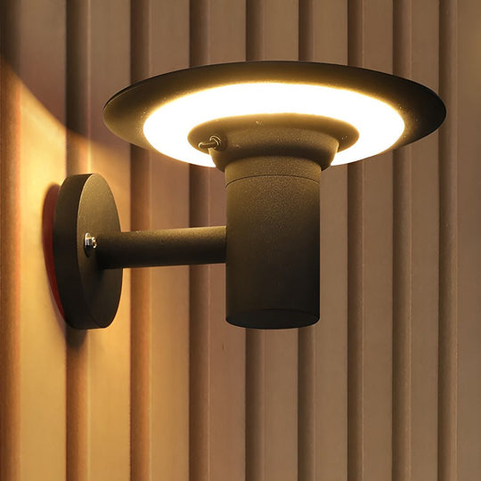 Round UFO-Shaped Solar LED Outdoor Wall Sconce Waterproof Light