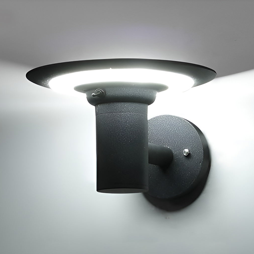 Round UFO-Shaped Solar LED Outdoor Wall Sconce Waterproof Light