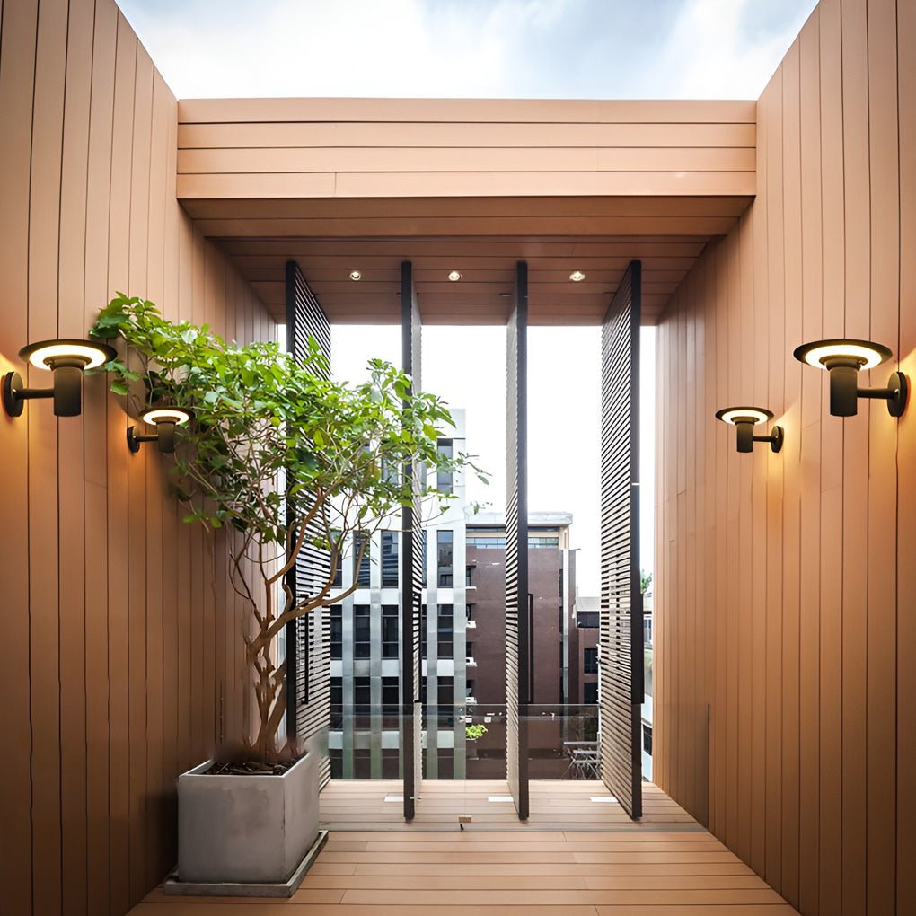 Round UFO-Shaped Solar LED Outdoor Wall Sconce Waterproof Light