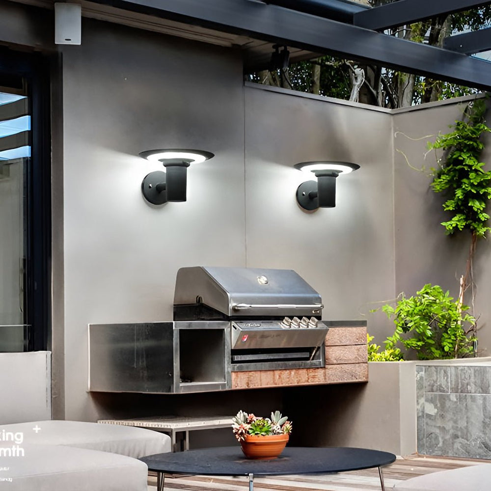 Round UFO-Shaped Solar LED Outdoor Wall Sconce Waterproof Light