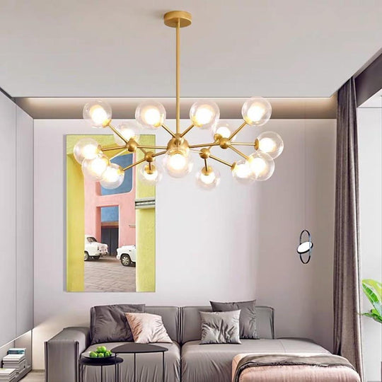 Modern Cluster Sputnik 15-Light Glass LED Chandelier