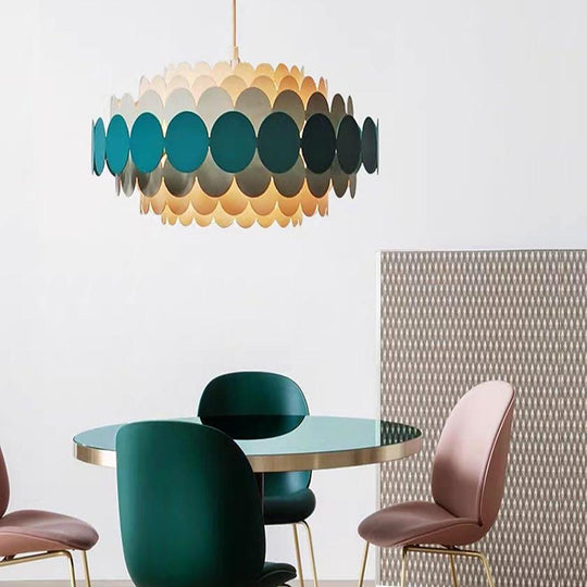 Circles Frills Blue Pendant Light – Metal Stylish Ceiling Light