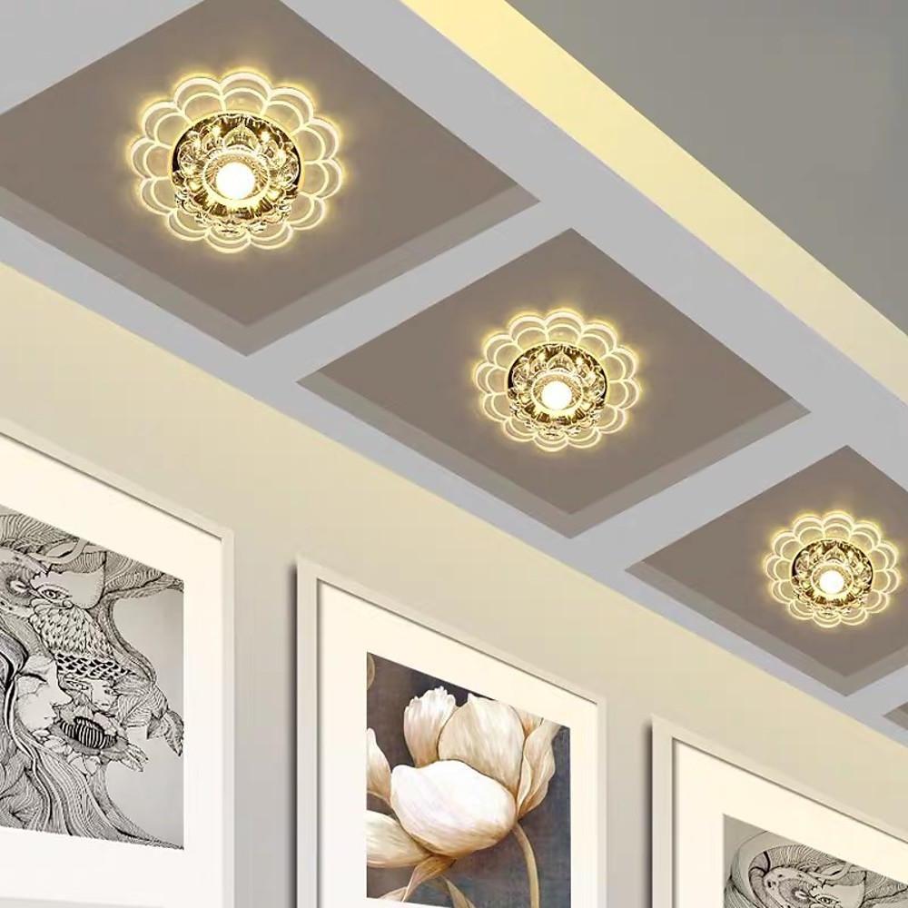 Flower Effect Crystal Metal LED Flush Mount Ceiling Light for Kids and Entryway