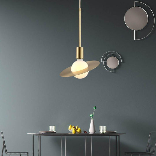 Ball-Shaped LED Gold Modern Pendant Light
