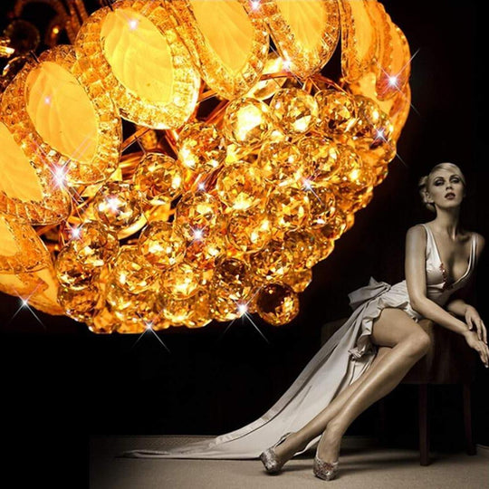 8-Light Modern Gold/Silver Vintage Crystal LED Chandelier – Drum Pendant Light