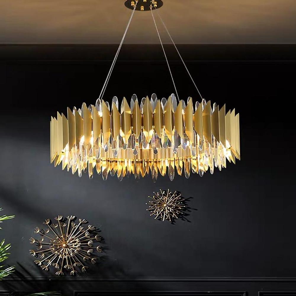 Modern Round Crystal Stainless Steel LED Chandelier