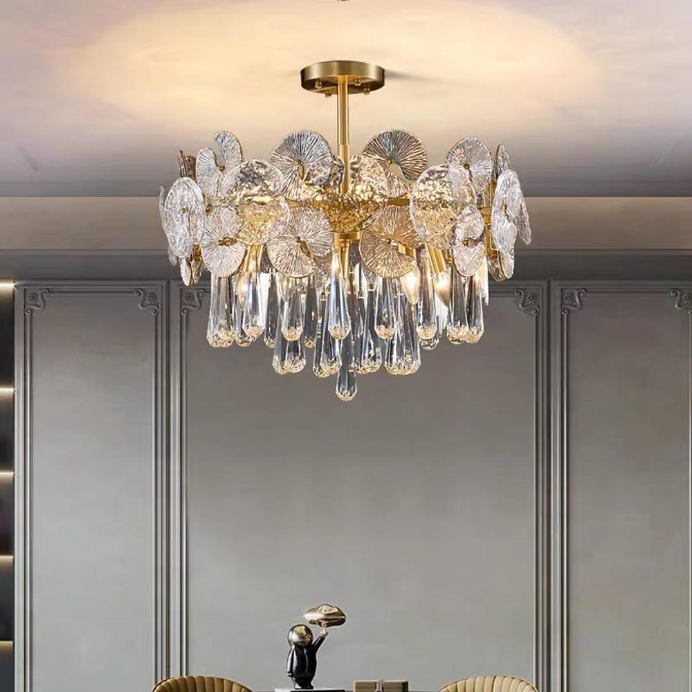 Candelabra Metal Crystal LED Flush Mount Ceiling Light