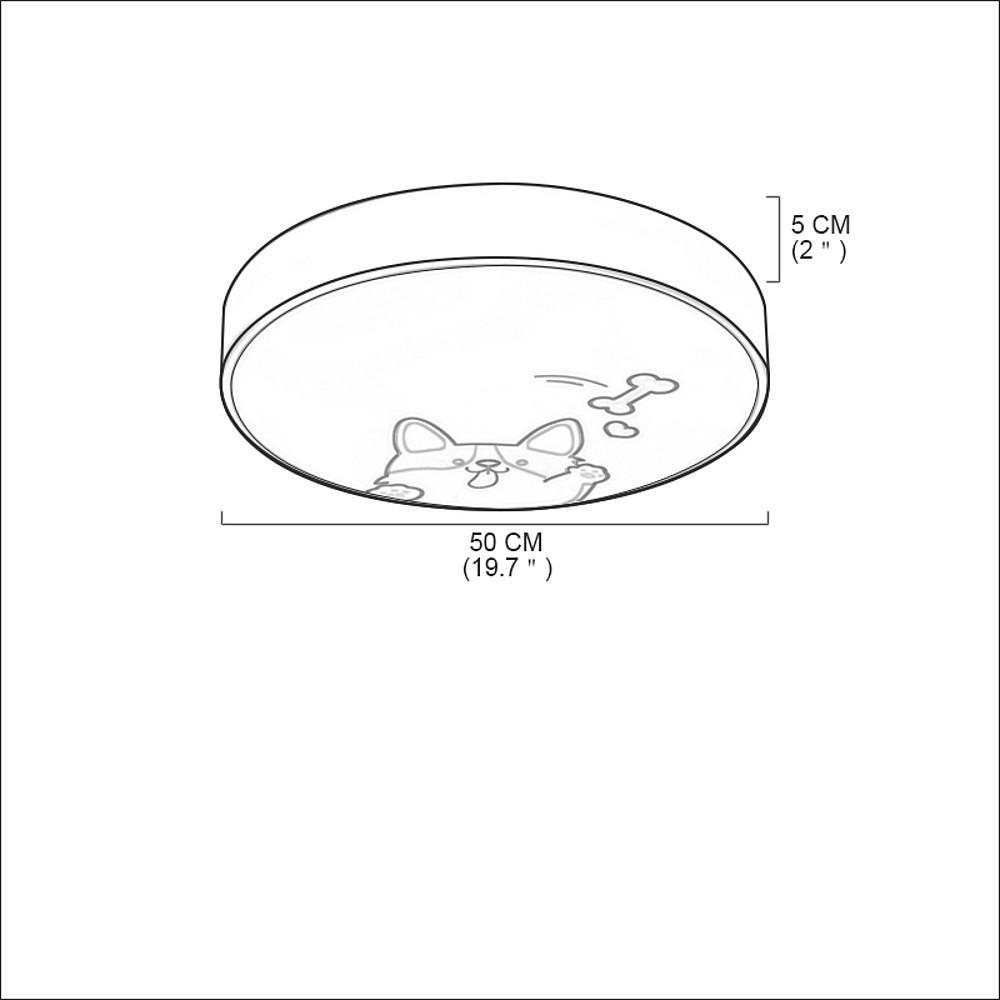 Circular Dog Image Flush Mount Drum LED Ceiling Light