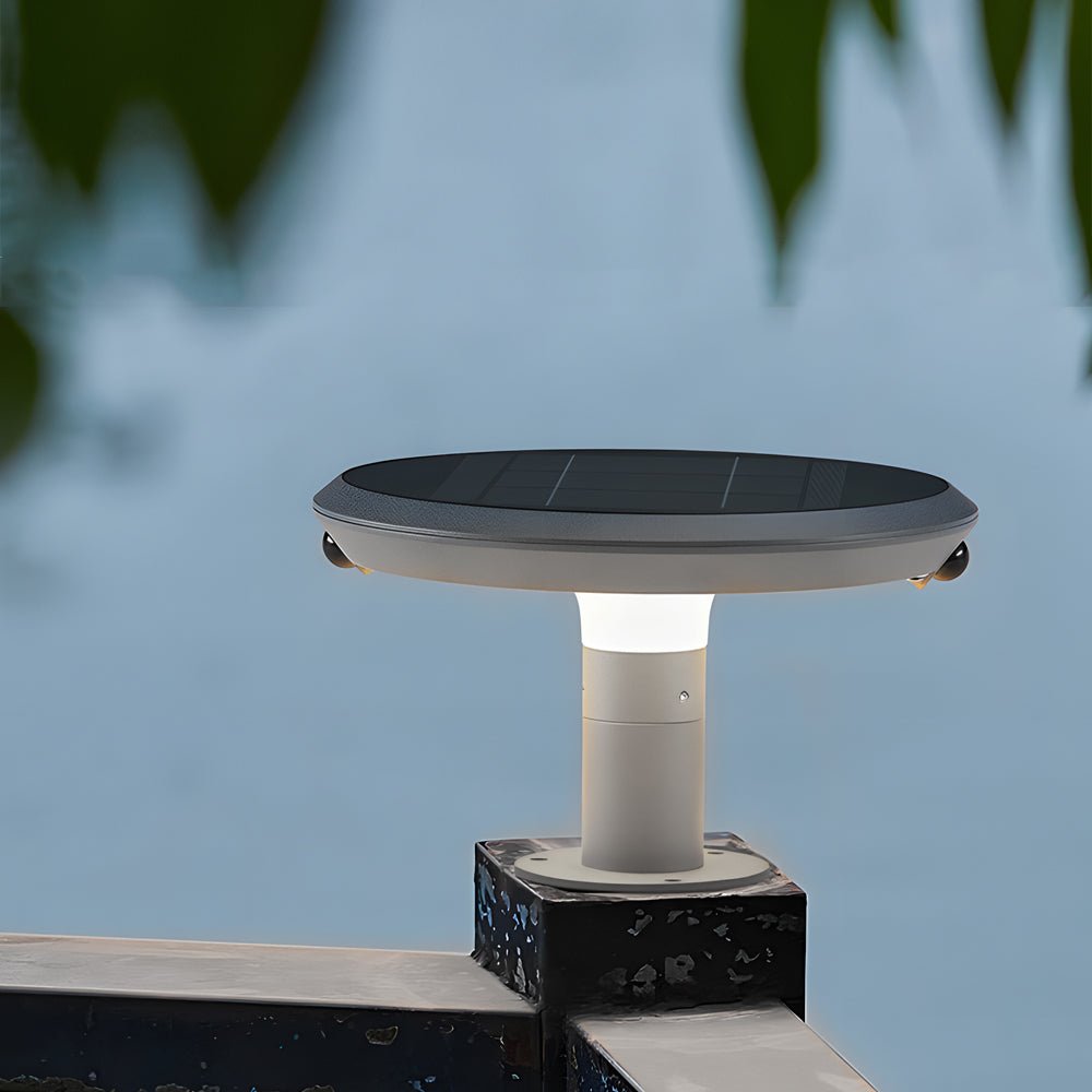 Round Solar Powered LED Post Light with Dual Motion Sensor