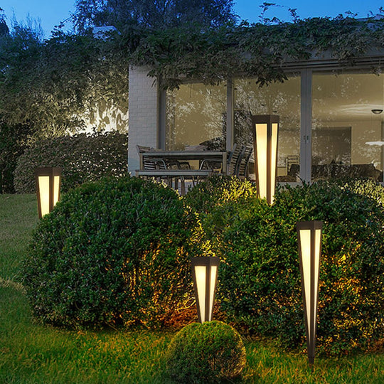 Adjustable RGB Solar LED Pathway Light with Square Top and Conical Base