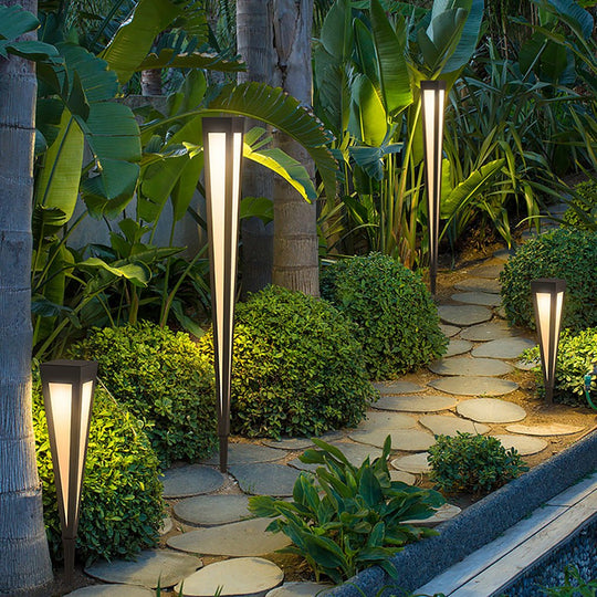 Adjustable RGB Solar LED Pathway Light with Square Top and Conical Base