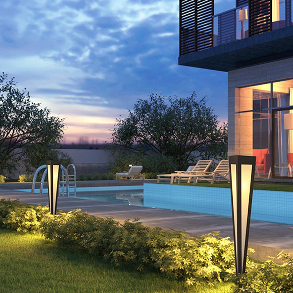 Adjustable RGB Solar LED Pathway Light with Square Top and Conical Base