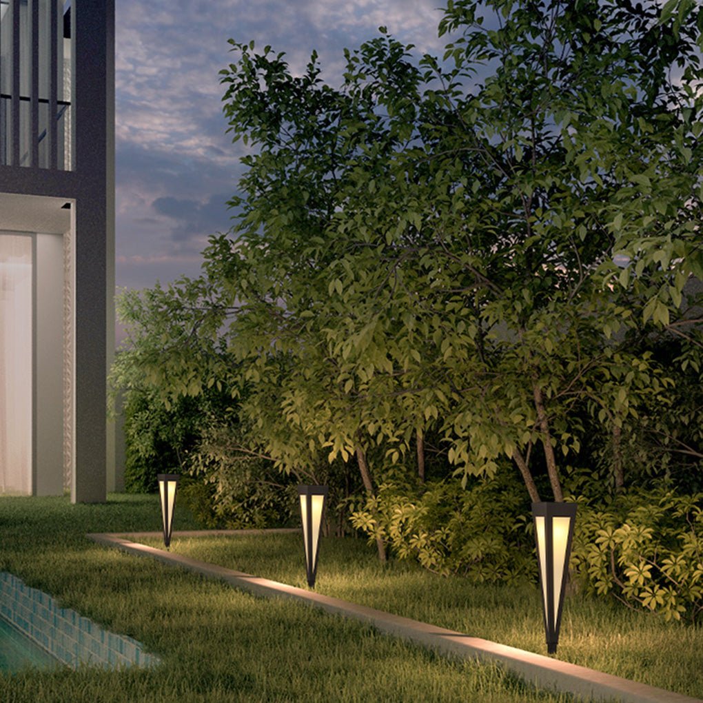 Adjustable RGB Solar LED Pathway Light with Square Top and Conical Base