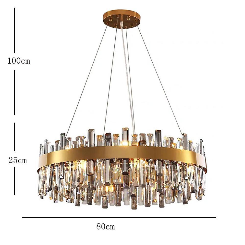 8-Light Modern Crystal Brass Chandelier
