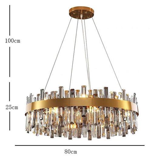 8-Light Modern Crystal Brass Chandelier