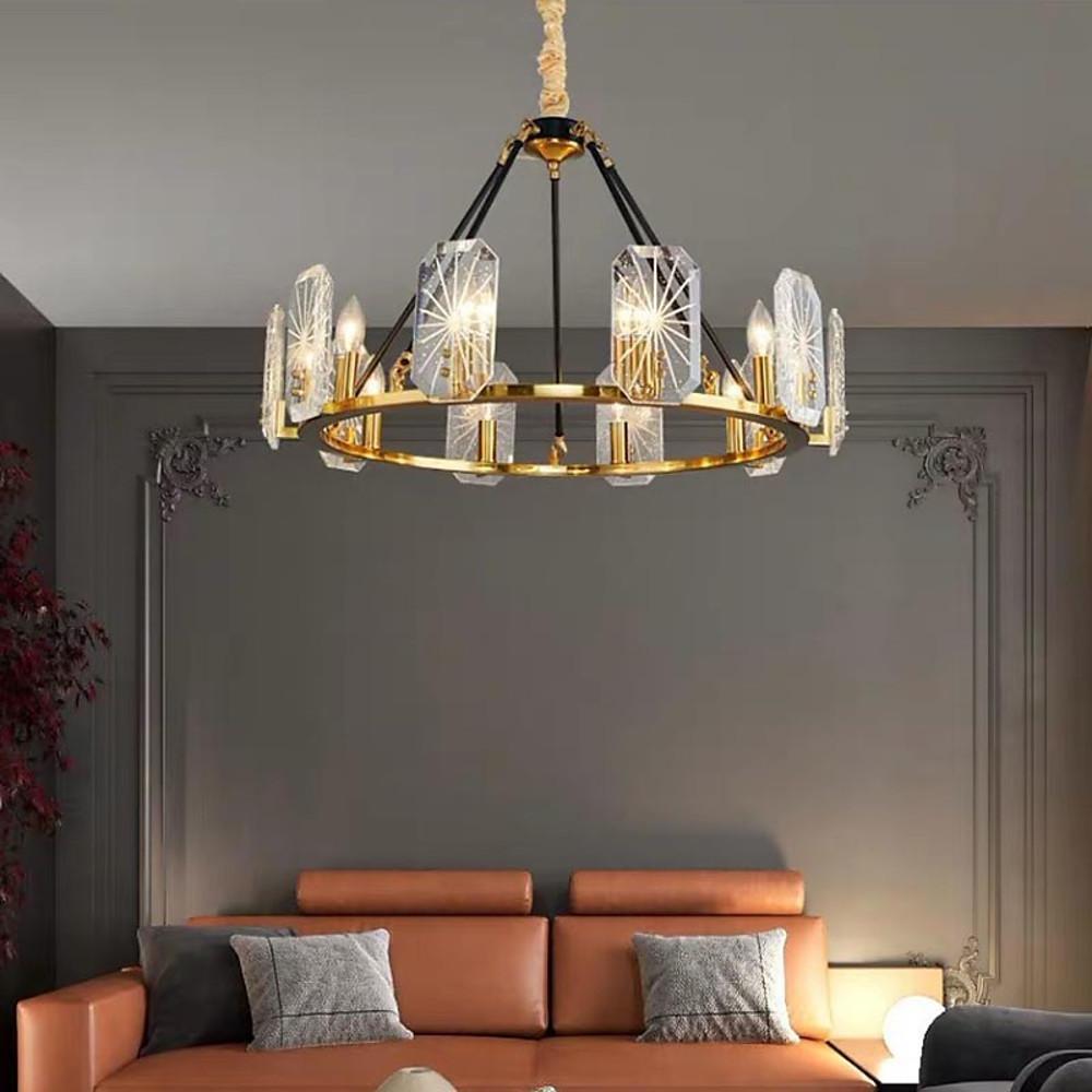 Wagon Wheel Crystal Accent LED Chandelier – 8 or 10 Lights, Gold Finish