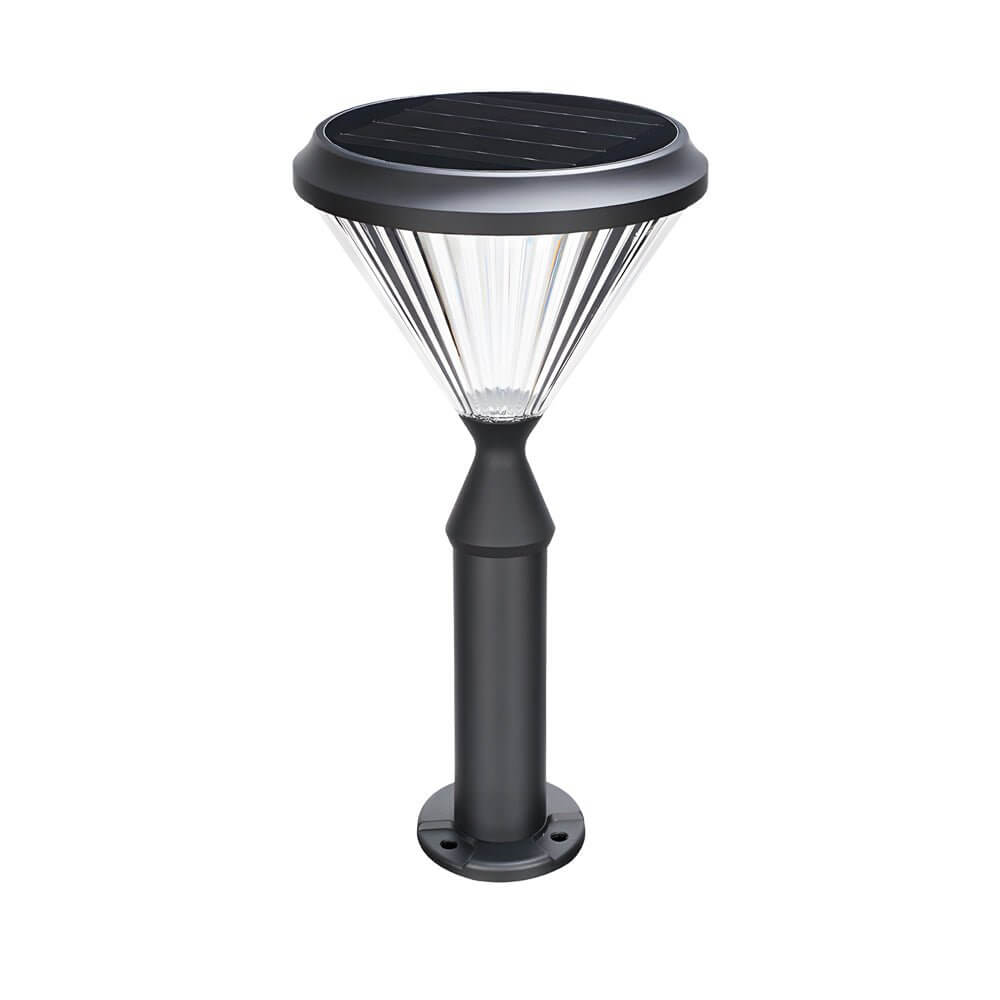 Sleek Solar LED Outdoor Landscape Post Pole Lights - Black Tapered Top