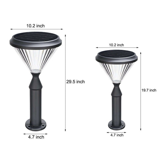 Sleek Solar LED Outdoor Landscape Post Pole Lights - Black Tapered Top