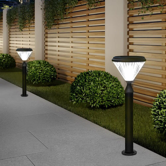 Sleek Solar LED Outdoor Landscape Post Pole Lights - Black Tapered Top