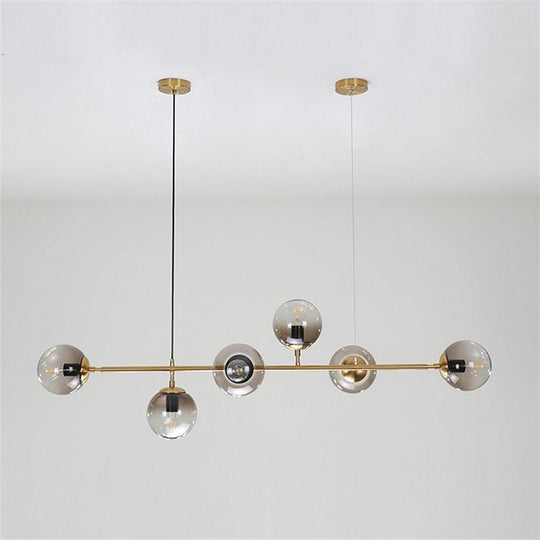 6-Glass Globe LED Electroplated Modern Chandelier