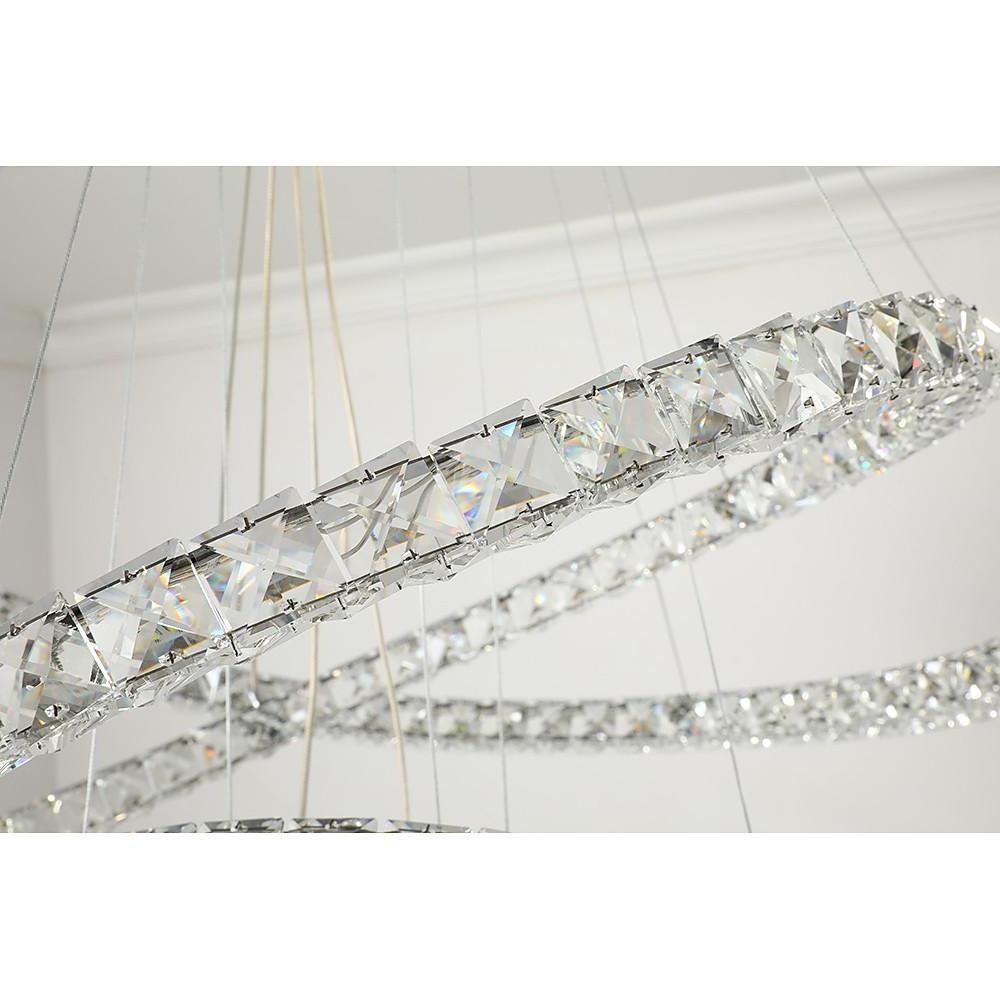 3/4-Light Tiered Crystal Ring LED Chandelier – Modern Luxury Pendant Light
