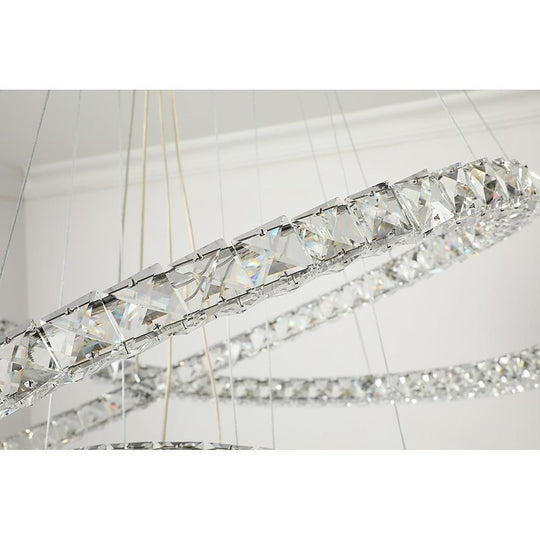3/4-Light Tiered Crystal Ring LED Chandelier – Modern Luxury Pendant Light
