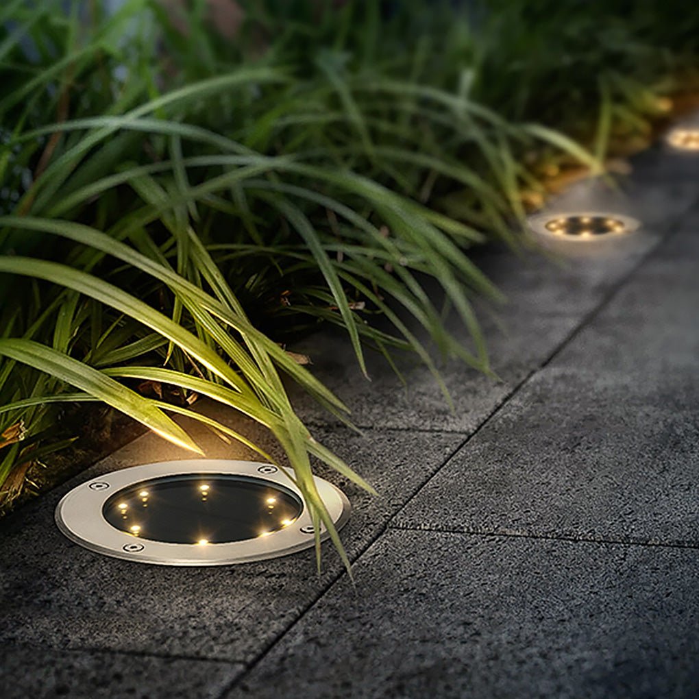 LED Waterproof Ground Dish Lights with Solar Top & Side Emitting Design