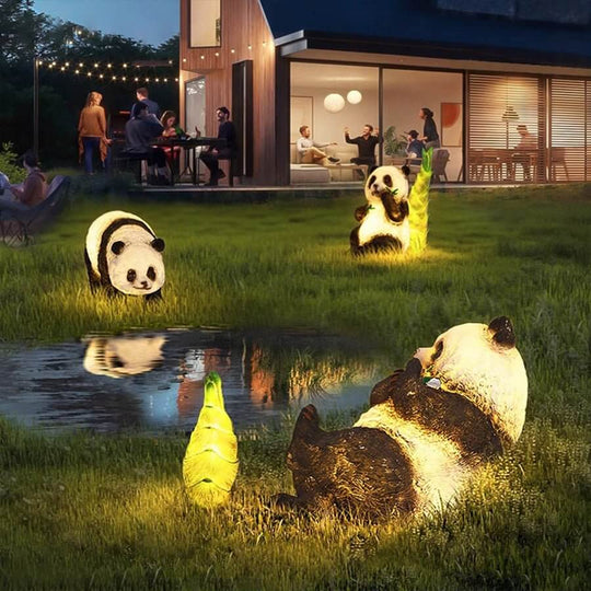 Solar Panda and Bamboo Garden LED Outdoor Lamp