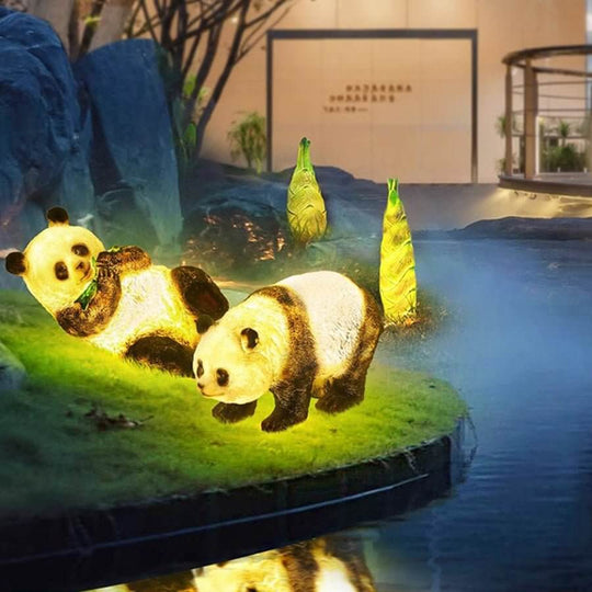 Solar Panda and Bamboo Garden LED Outdoor Lamp