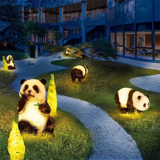 Solar Panda and Bamboo Garden LED Outdoor Lamp