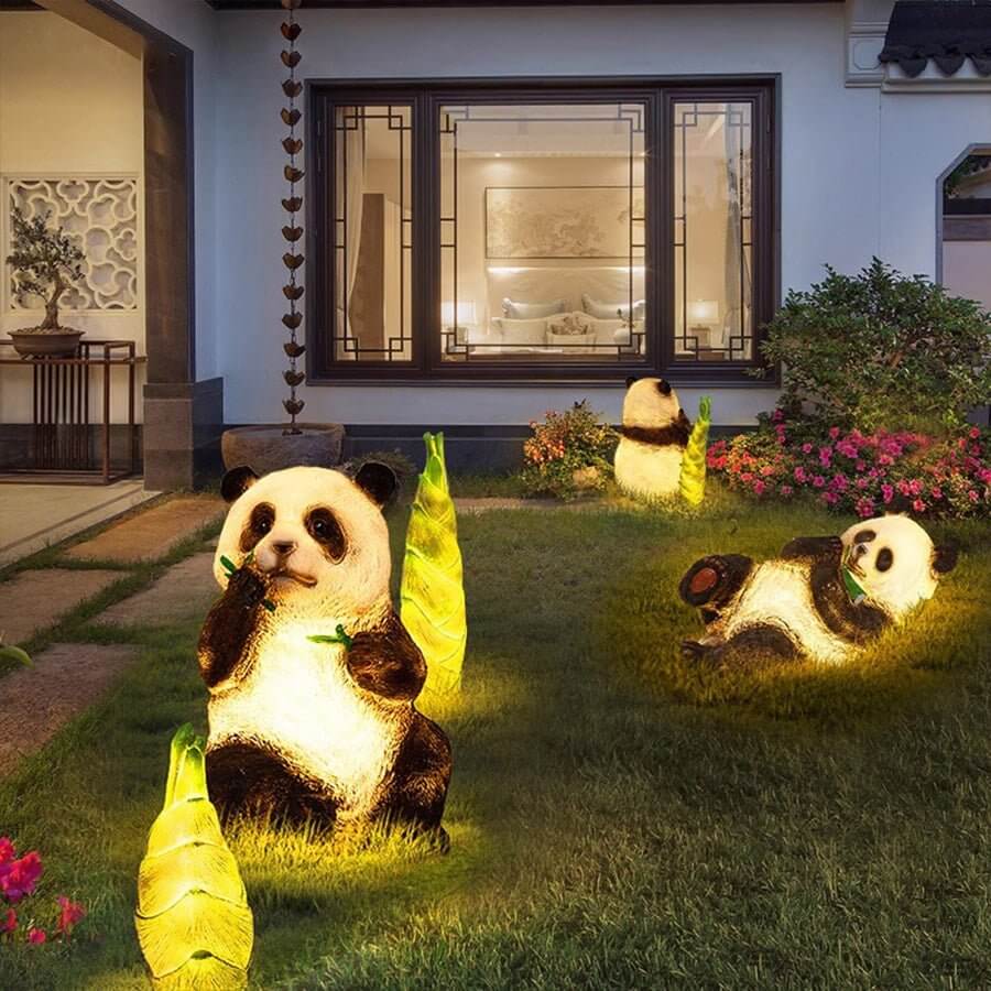 Solar Panda and Bamboo Garden LED Outdoor Lamp