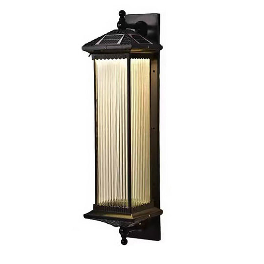 Vintage Striped Glass Shade IP55 Waterproof Retro Solar Wall Lights