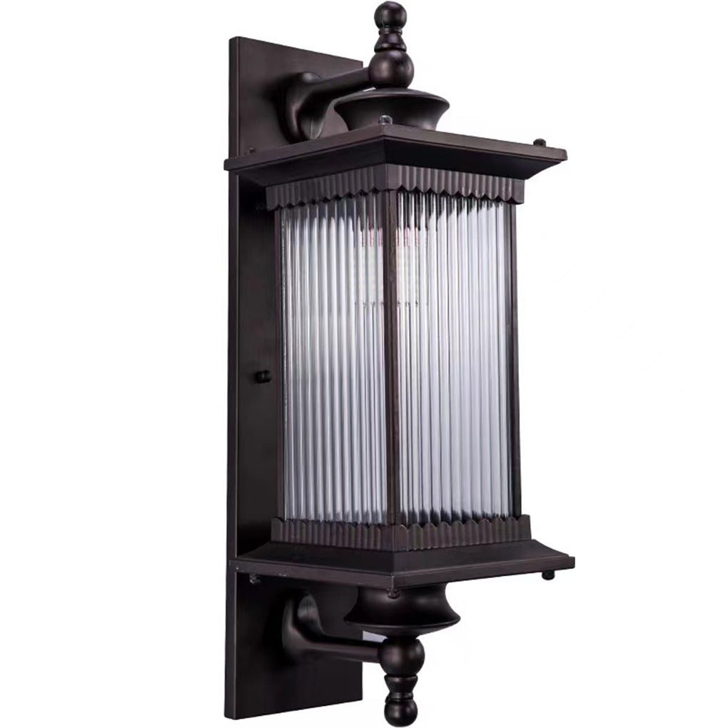 Vintage Striped Glass Shade IP55 Waterproof Retro Solar Wall Lights