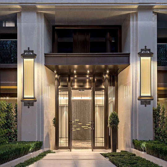 Vintage Striped Glass Shade IP55 Waterproof Retro Solar Wall Lights