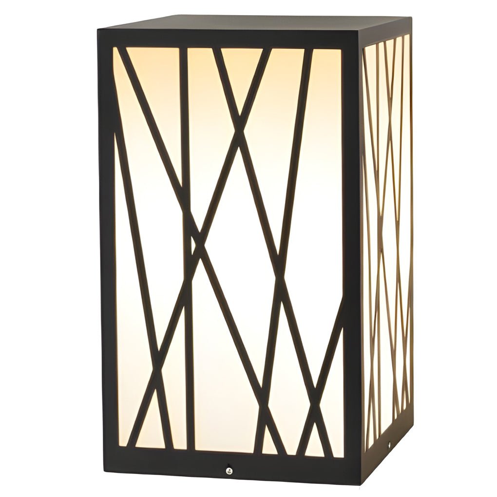 20W Square Solar LED Bollard Light with Modern Linear Lampshade