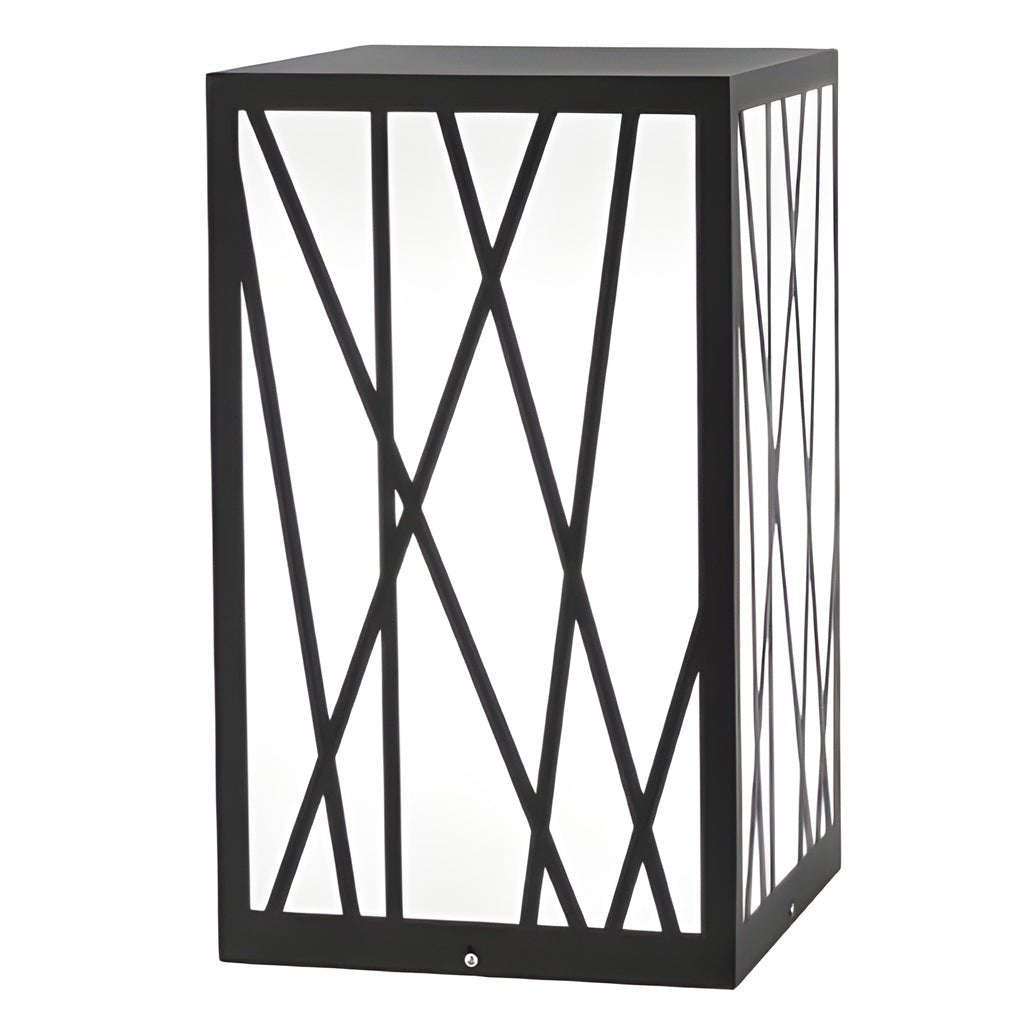 20W Square Solar LED Bollard Light with Modern Linear Lampshade