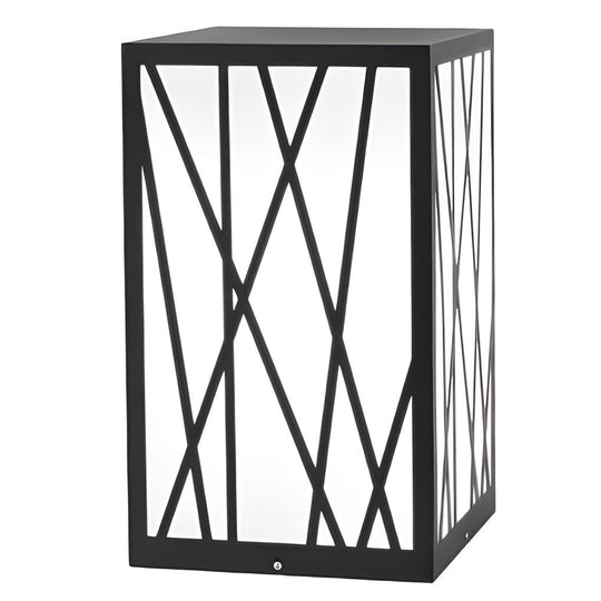 20W Square Solar LED Bollard Light with Modern Linear Lampshade