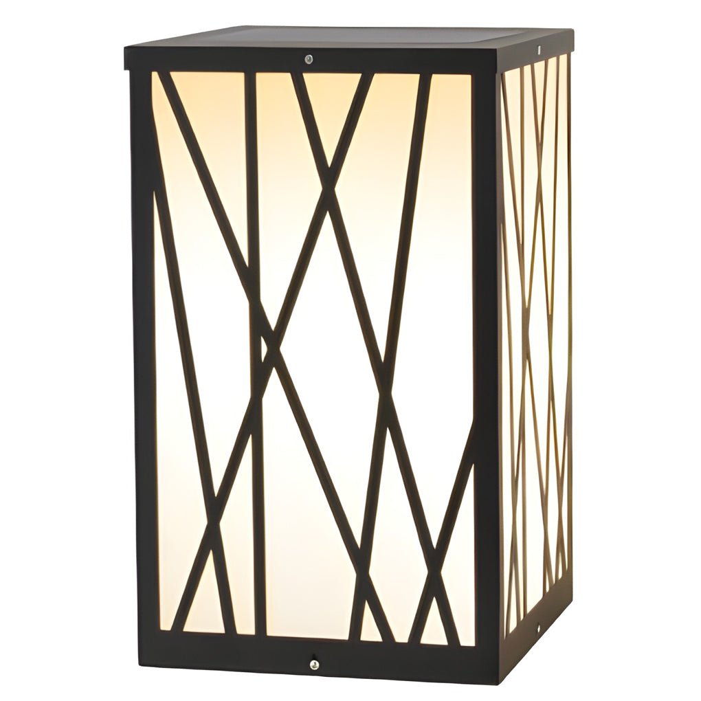 20W Square Solar LED Bollard Light with Modern Linear Lampshade