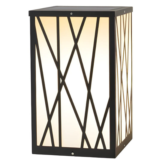 20W Square Solar LED Bollard Light with Modern Linear Lampshade