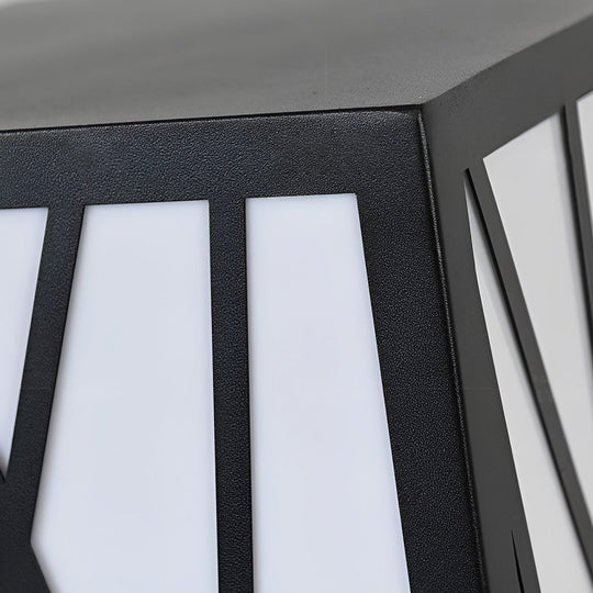 20W Square Solar LED Bollard Light with Modern Linear Lampshade