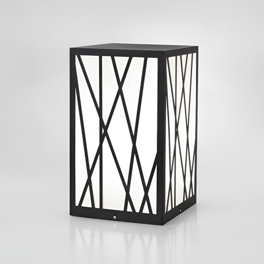 20W Square Solar LED Bollard Light with Modern Linear Lampshade