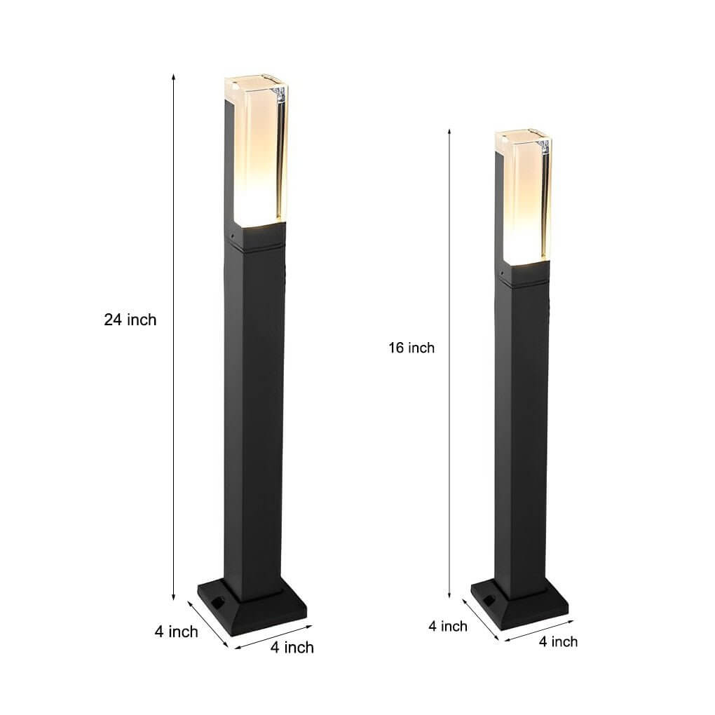 Sleek Cuboid Black Aluminum LED Bollard Lights Waterproof and Minimalist Design